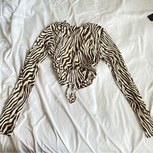 Zebra Backless Long Sleeve Size Large